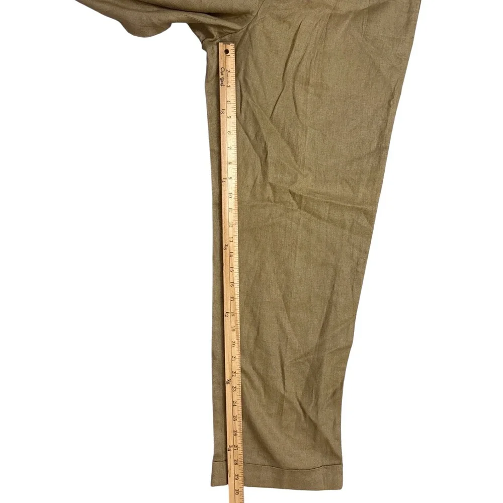 Vtg Brooks Brothers 100% Linen Pleated Pants Men 36x30 Tan Khaki Cuff High Waist